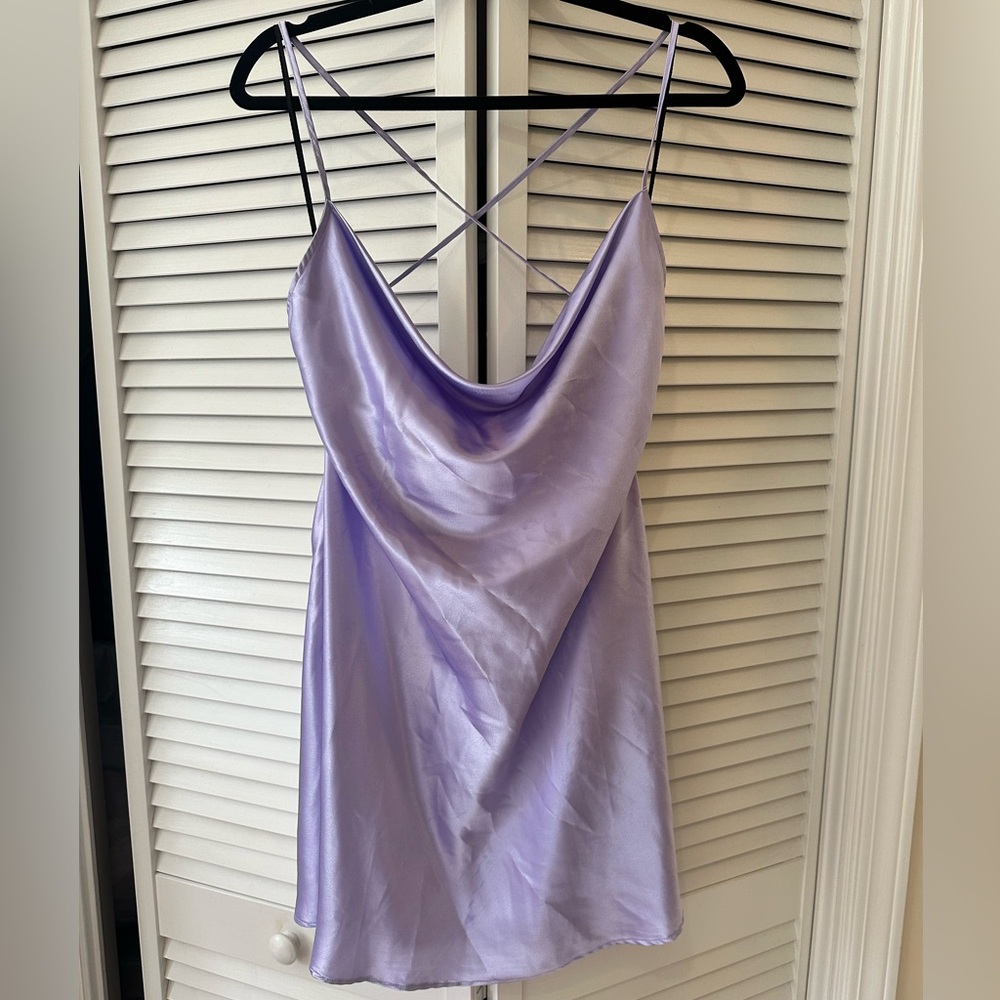 Silky purple dress, low back dress!